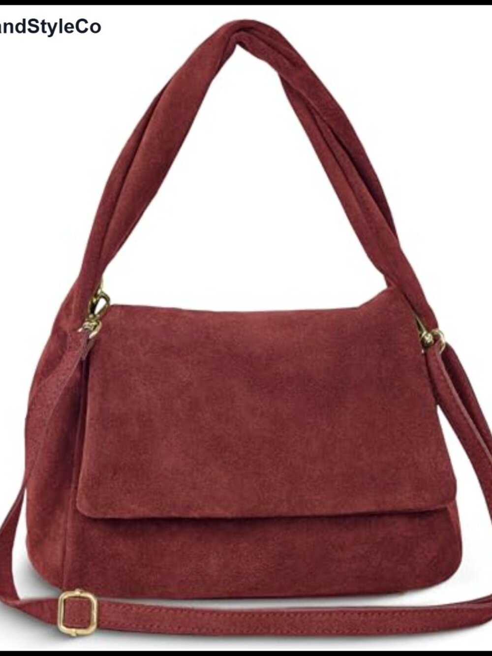 Italian Suede Top-Handle Satchel with Detachable Crossbody Strap